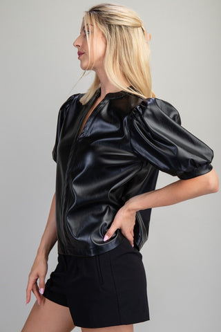 Fierce Energy Faux Leather Top