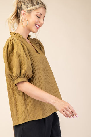 Olive You More Puff Sleeve Top