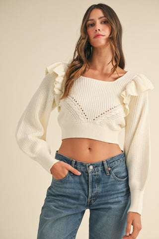 Ruffled And Ready Cropped Sweater