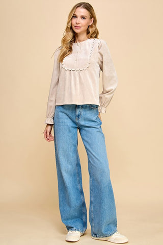 Sassy In Suede Scalloped Top