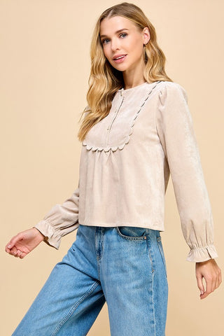 Sassy In Suede Scalloped Top