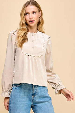 Sassy In Suede Scalloped Top