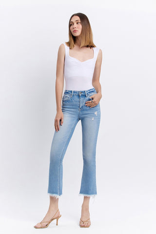 Flying Monkey High Rise Frayed Hem Kick Flare