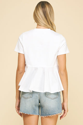 White Out Wonder Ruffle Hem Top