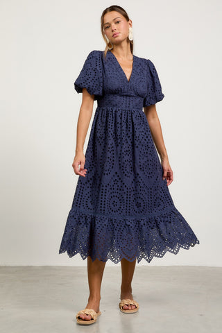 Eyelet It Slide Midi Dress