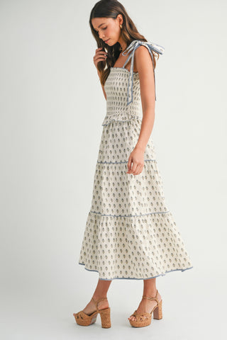 Petal Parade Smocked Midi Dress