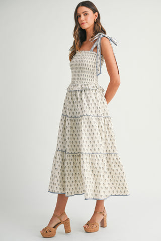 Petal Parade Smocked Midi Dress