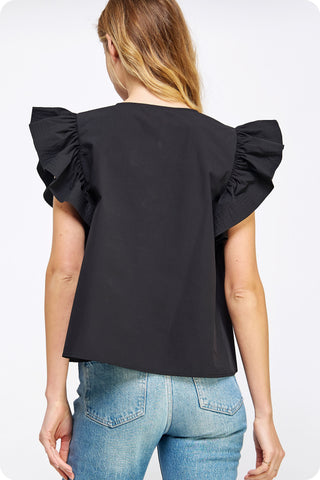 Ruffle Trouble Poplin Top