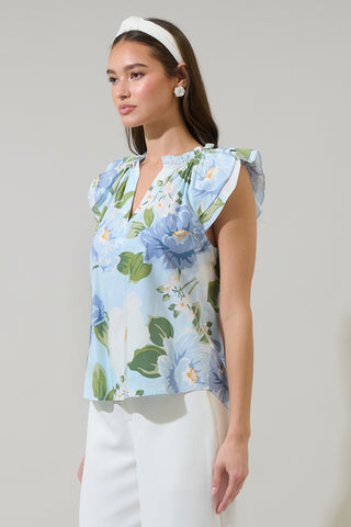 Floral The Win Ruffle Top