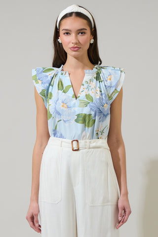 Floral The Win Ruffle Top