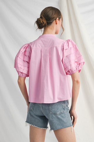 Think Pink Puff Sleeve Top