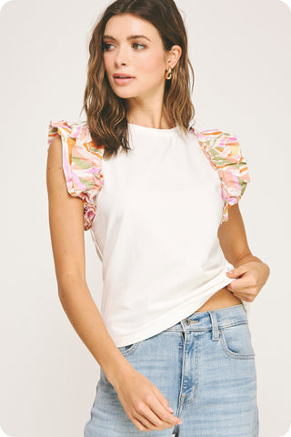 Art & Soul Abstract Sleeve Top