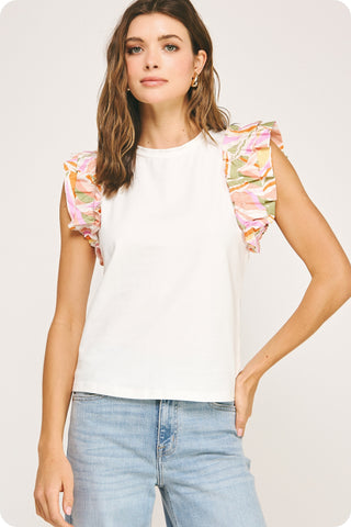 Art & Soul Abstract Sleeve Top