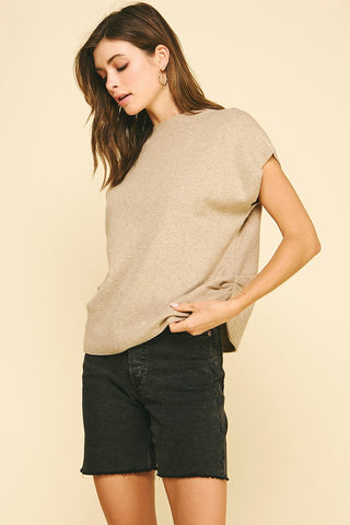 Taupe Shelf Cap Sleeve Sweater Vest