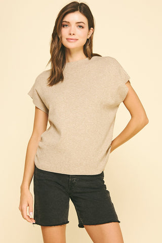 Taupe Shelf Cap Sleeve Sweater Vest