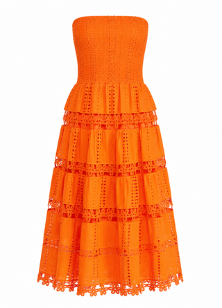 Orange Crush Eyelet Midi Dress