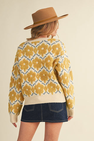 Golden Bloom Flower Sweater