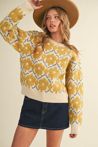 Golden Bloom Flower Sweater