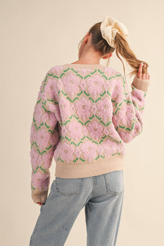 Bright Blooms Flower Sweater