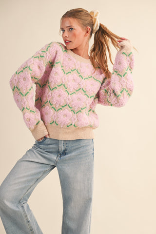 Bright Blooms Flower Sweater