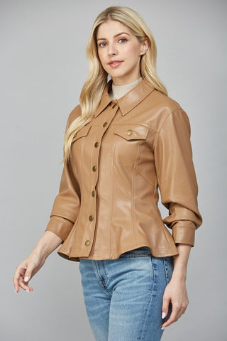 Flare Enough Faux Leather Peplum Jacket