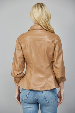 Flare Enough Faux Leather Peplum Jacket