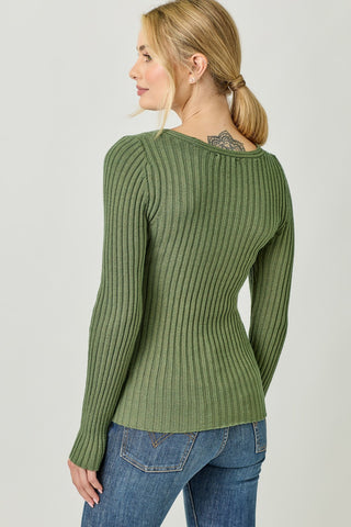 Ribbed Romance V-Neck Sweater