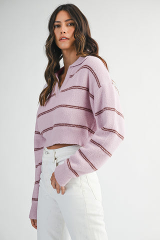 Stripe Please Collared Sweater