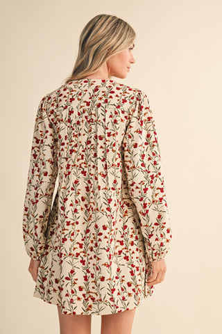Cordially Yours Floral Corduroy Dress