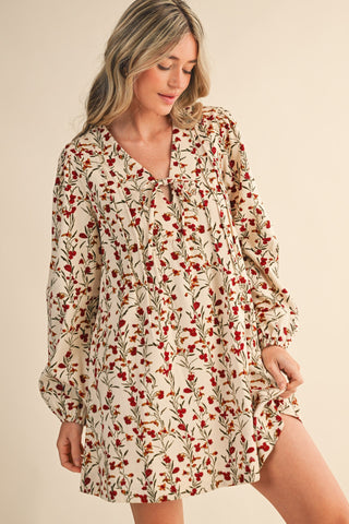 Cordially Yours Floral Corduroy Dress