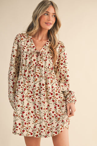 Cordially Yours Floral Corduroy Dress