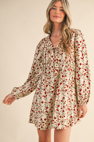 Cordially Yours Floral Corduroy Dress
