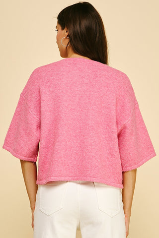 Bubblegum Button Down Sweater