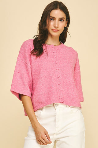 Bubblegum Button Down Sweater