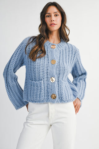 Going For Gold Buttoned Cardigan