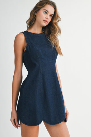 Denim Dazzle Scallop Hem Dress
