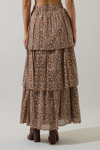 Floral Flow Tiered Maxi Skirt