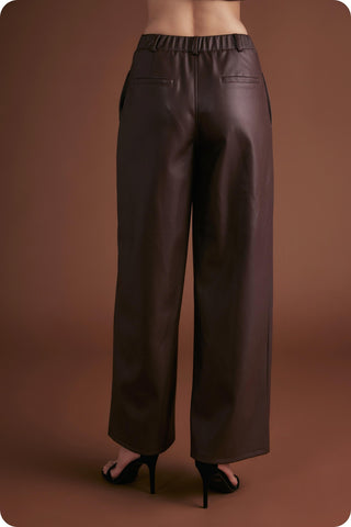 Mocha Muse Leather Wide Leg Pants