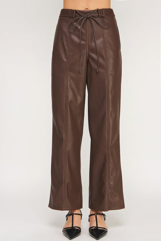 Mocha Muse Leather Wide Leg Pants