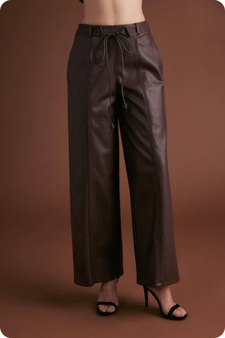Mocha Muse Leather Wide Leg Pants