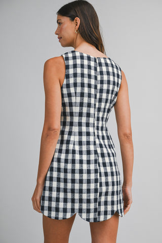 Plaid Expectations Scallop Hem Dress