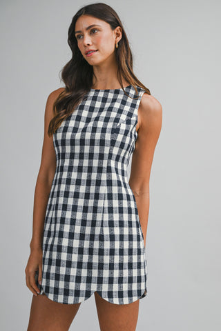 Plaid Expectations Scallop Hem Dress
