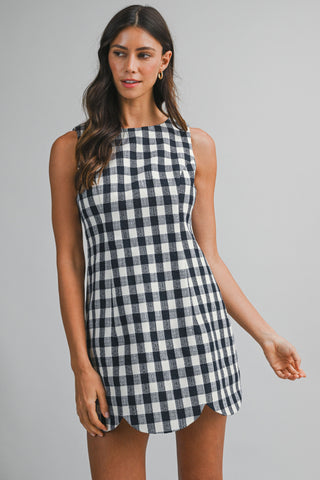 Plaid Expectations Scallop Hem Dress