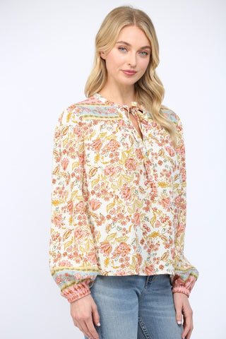 Bloom Service Tie Neck Top