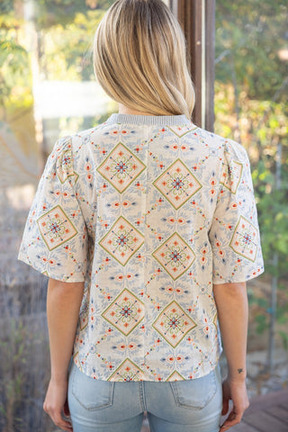 Boho and Behold Printed Embroidered Top