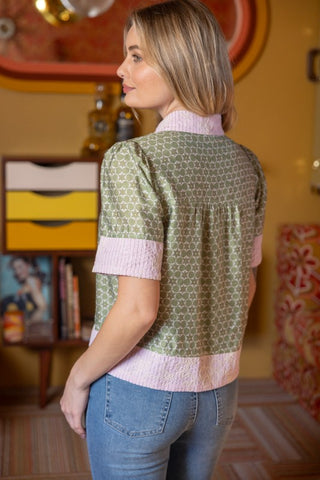 Pink and Planted Embroidered Top
