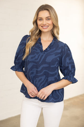 Ruffle And Roar Textured Top