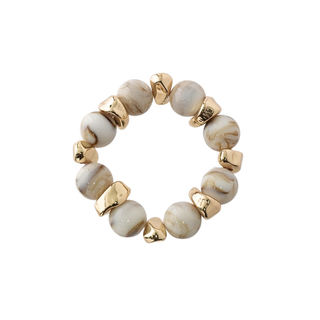 Marble Ball and Metal Nugget Bracelet
