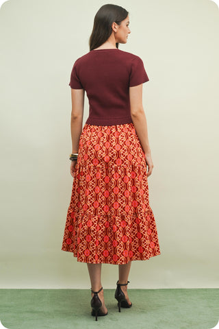 Maroon Swoon Floral Midi Dress