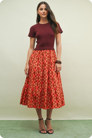 Maroon Swoon Floral Midi Dress